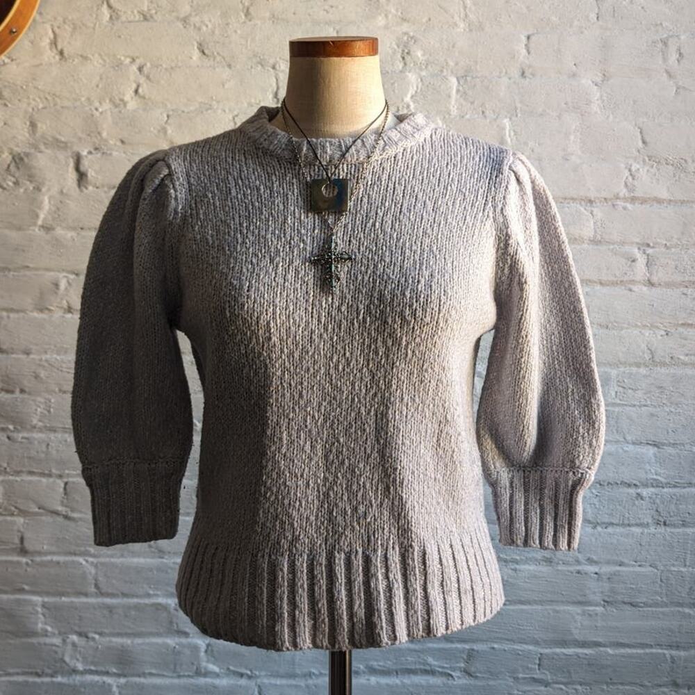 Y2K Vintage Pastel Blue Chunky Knit Sweater M Knitted Preppy Clean Girl Boho Top
